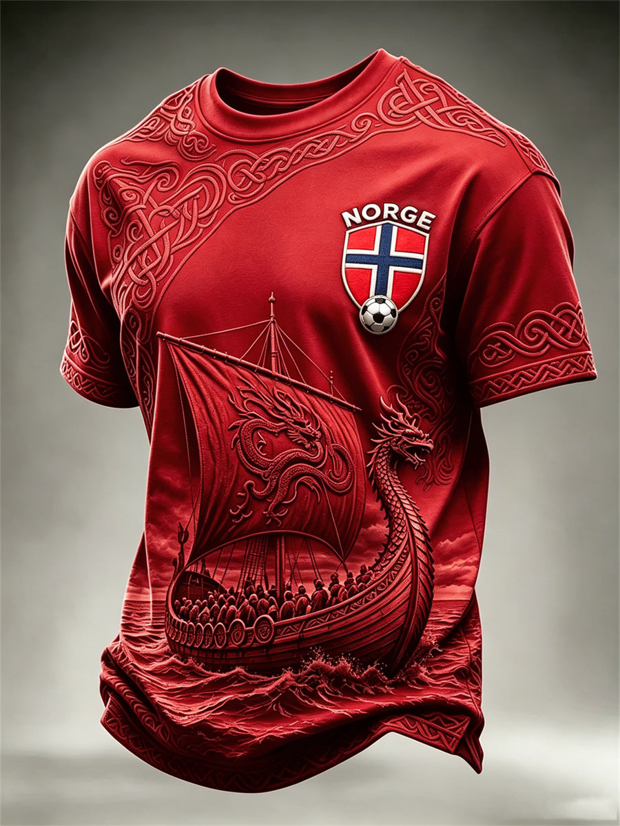 Men's Norway Football Viking Ship Celtic Knot Print short sleeves t-shirt