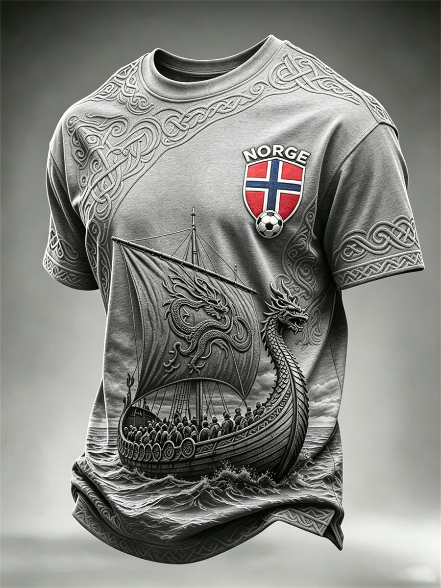 Men's Norway Football Viking Ship Celtic Knot Print short sleeves t-shirt