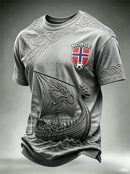 Men's Norway Football Viking Ship Celtic Knot Print short sleeves t-shirt