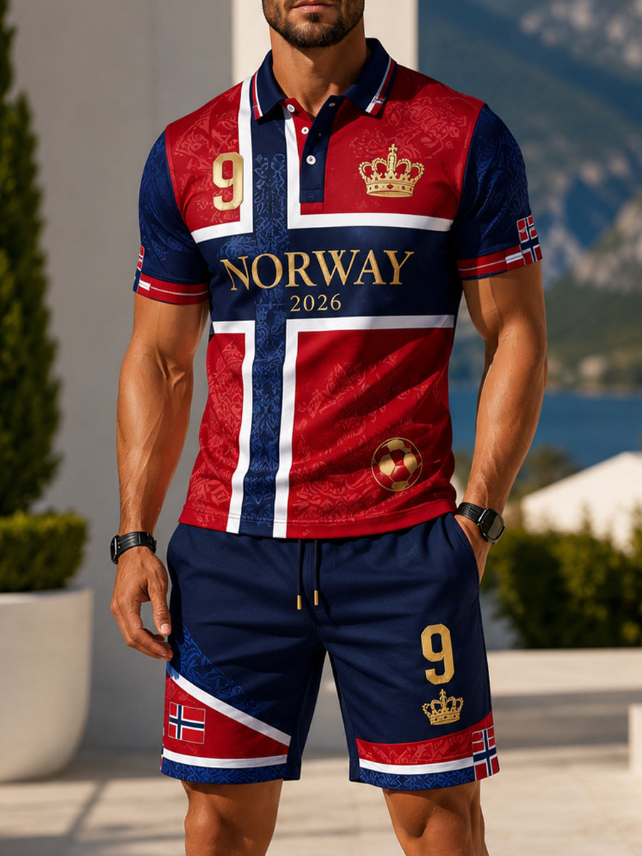 Men's Norwegian Football Match Cheering Element Art Print Polo Suit