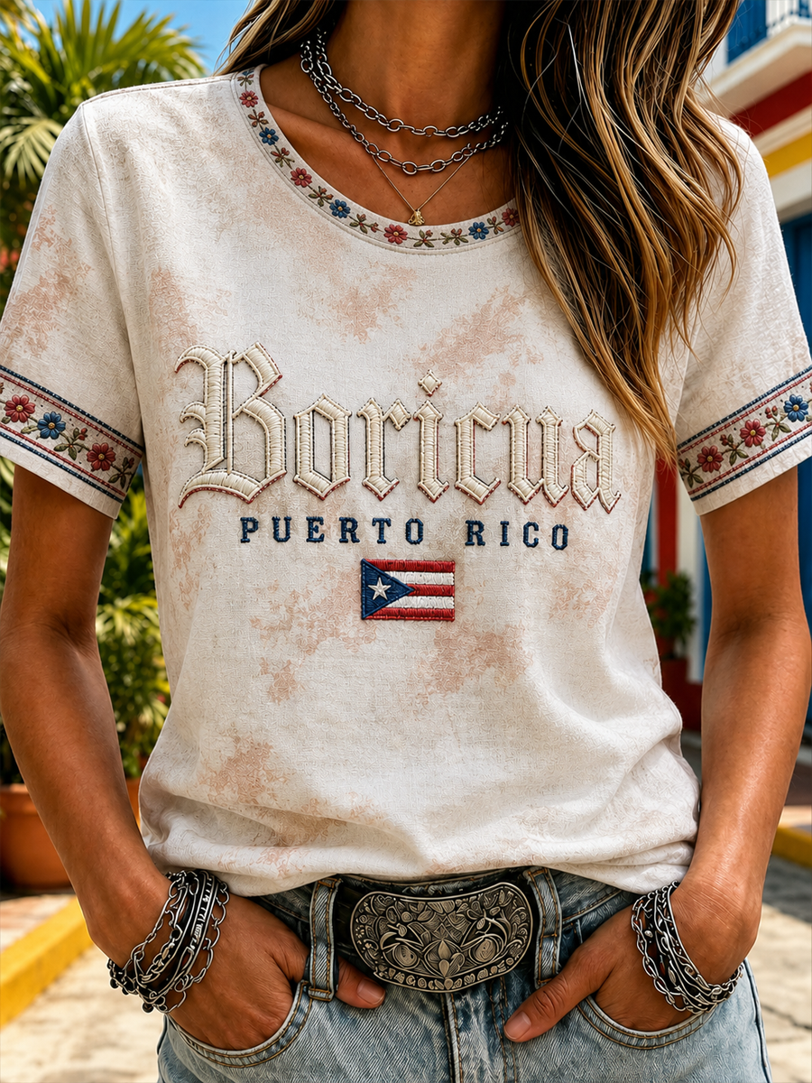 Women's Puerto Rico Printed short-sleeved T-shirt