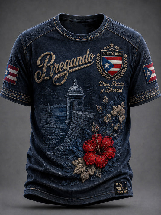 Vintage Puerto Rican Emblem Art Casual T-Shirt