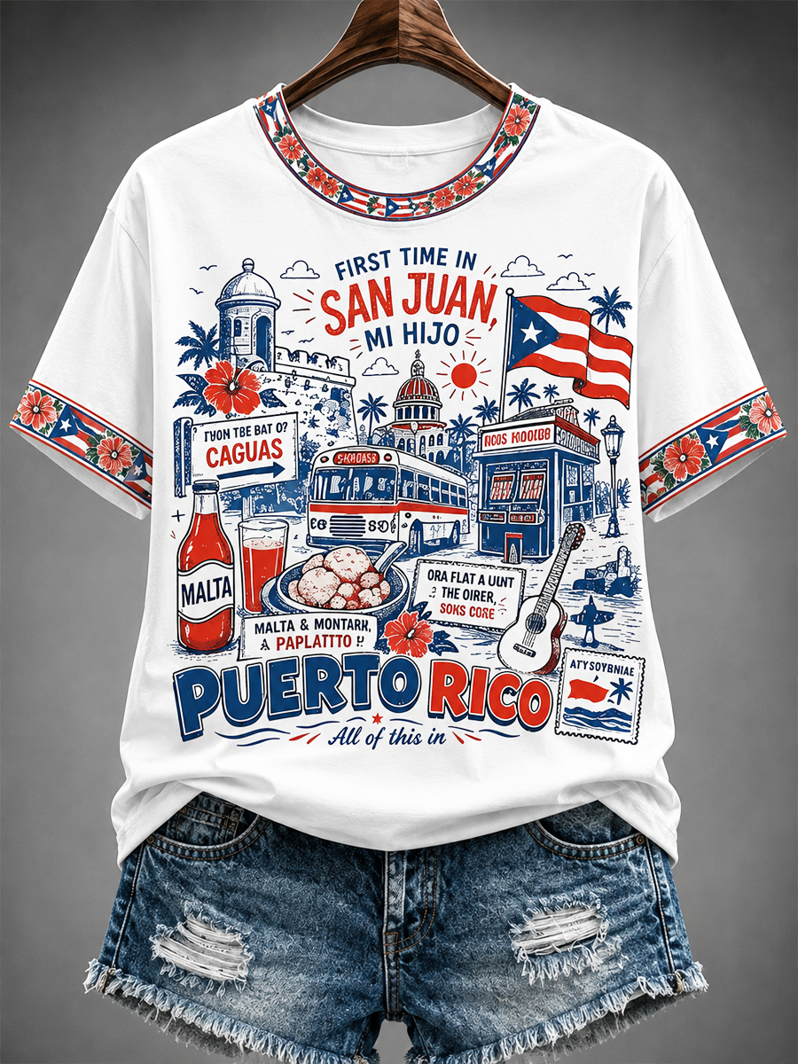 Women's Puerto Rico Printed short-sleeved T-shirt