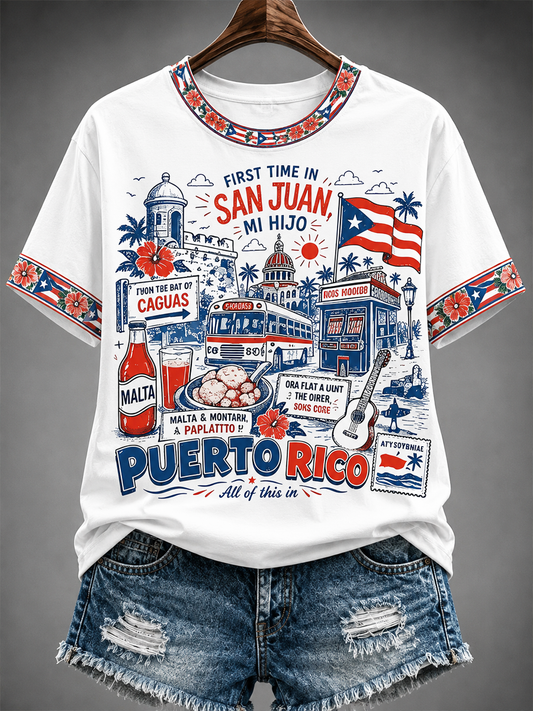 Women's Puerto Rico Printed short-sleeved T-shirt