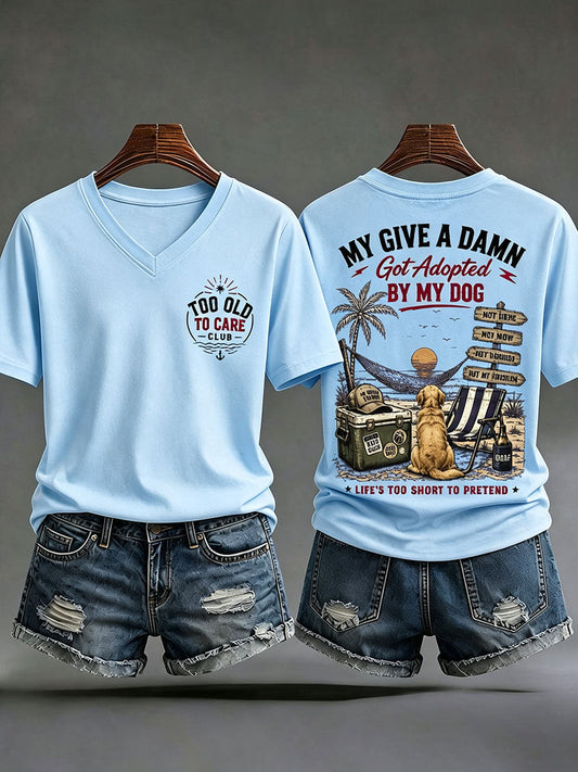 Women's 'my give a damn is broken' V-neck T-shirts
