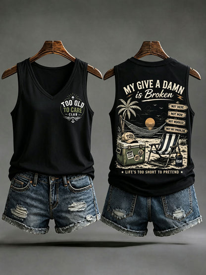 Women’s 'my give a damn is broken' tank tops