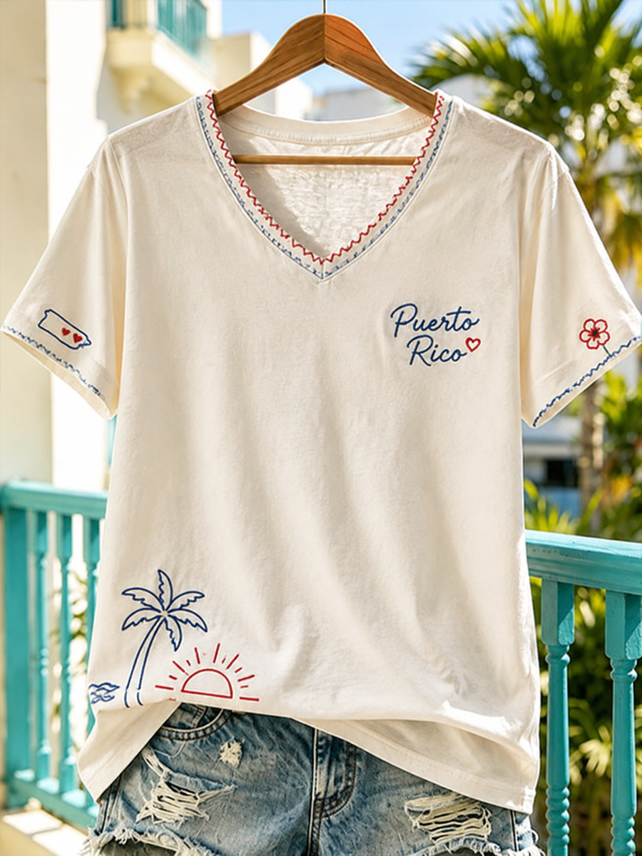 Women's Puerto Rico Printed short-sleeved T-shirt