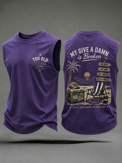 Men's "my give a damn is broken" vests