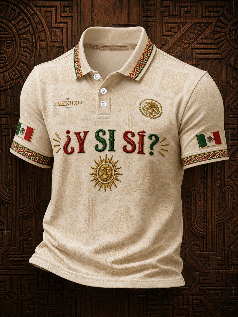 Men's Mexico Independence Day ¿Y si sí? Art Printed Casual Tops