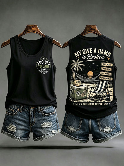 Women's "my give a damn is broken" vests