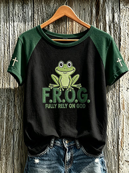 Women's Faith Pattern Printed Leisure Round Neck Short Sleeve T-shirt