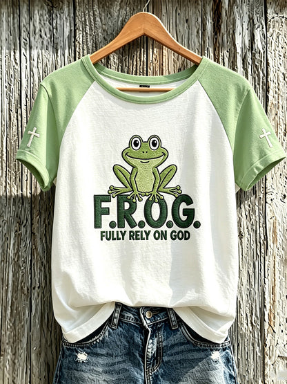 Women's Faith Pattern Printed Leisure Round Neck Short Sleeve T-shirt