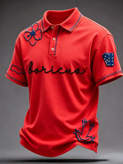 Men's Puerto Rico Art Printed Casual Tops