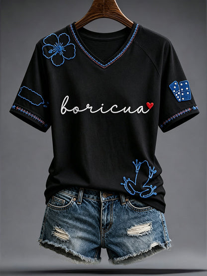 Women's Puerto Rico Art Printed T-Shirt