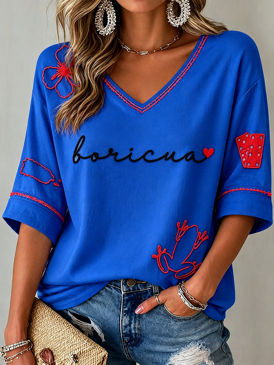 Women's Puerto Rico Art Printed T-Shirt