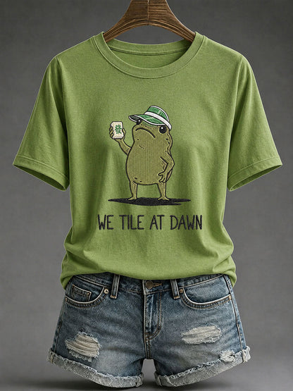 Women's We Tile At Dawn Mahjong Printed Casual T-Shirt