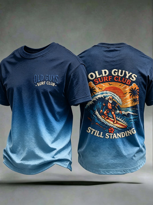 Men's Old Guys Surf Club Printed Vintage Fashion Loose Short Sleeve T-Shirt