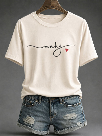 Women's Mahjong Print Casual T-Shirt