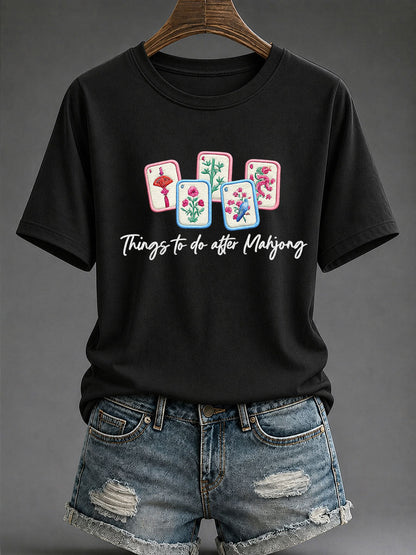 Women's Mahjong Print Casual T-Shirt