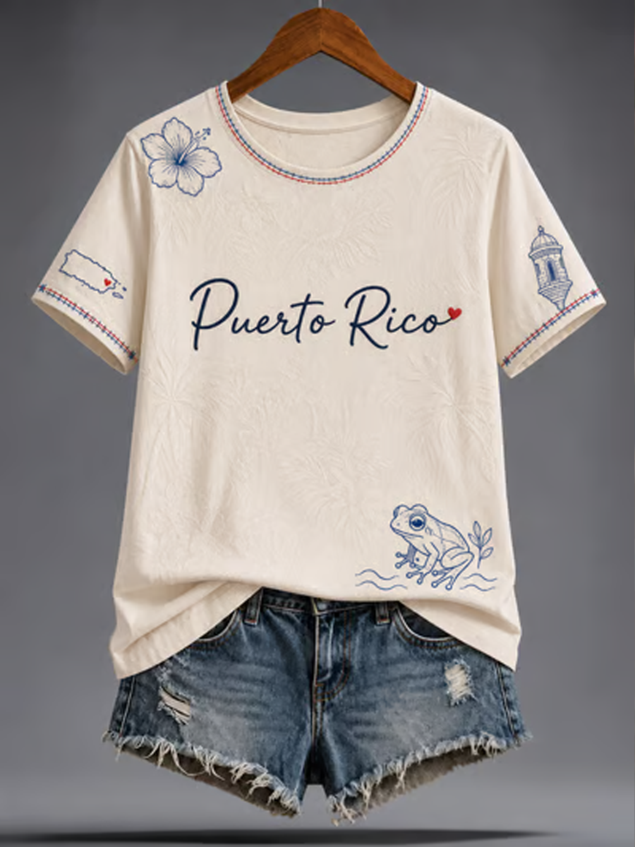 Women's Puerto Rico Printed short-sleeved T-shirt