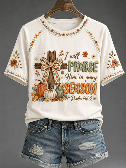 Women's Christian Fall Printed Casual T-Shirt