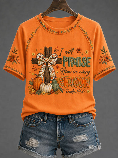 Women's Christian Fall Printed Casual T-Shirt