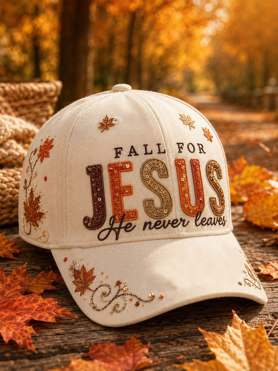 Unisex Fall For Jesus He Never Leaves Hat
