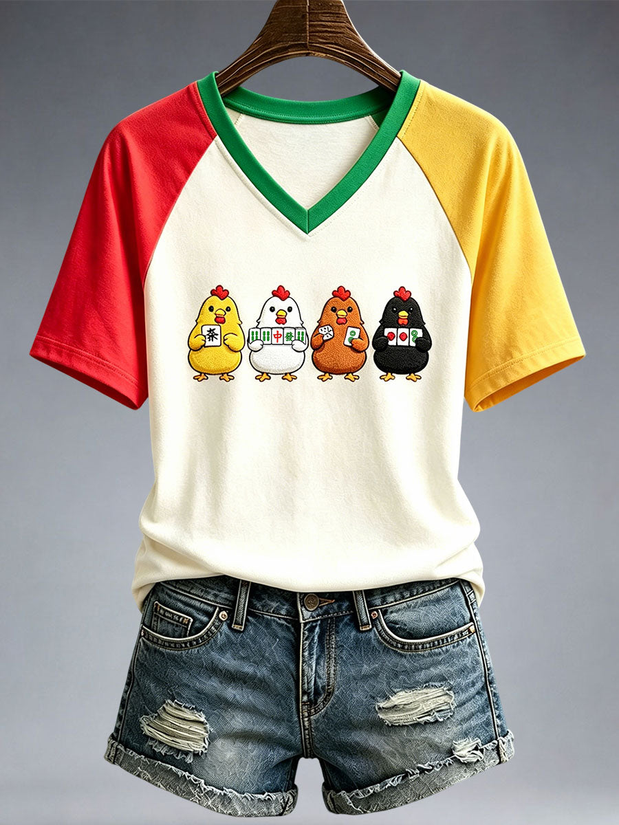 Women's Fun Chicken Mahjong T-shirt
