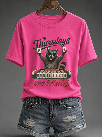 Women's Mahjong Print Casual T-Shirt