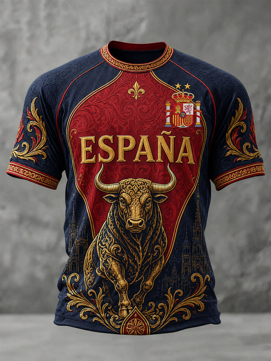 Men's We Are The Champions 2026 Print Celebrate España Champions Gift For Football Fans Casual Tee