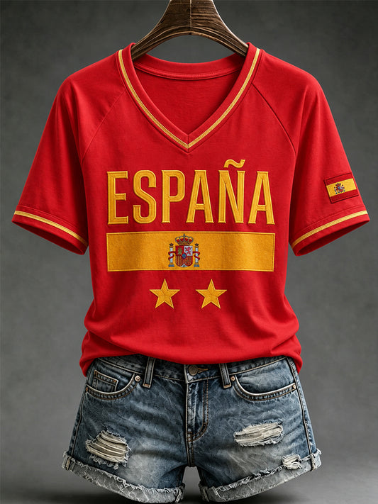Women's España Lover Print Casual Short Sleeve T-shirt