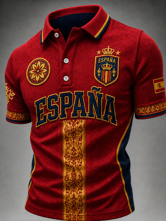 Men's  España Lover Print Casual Short Sleeve Top