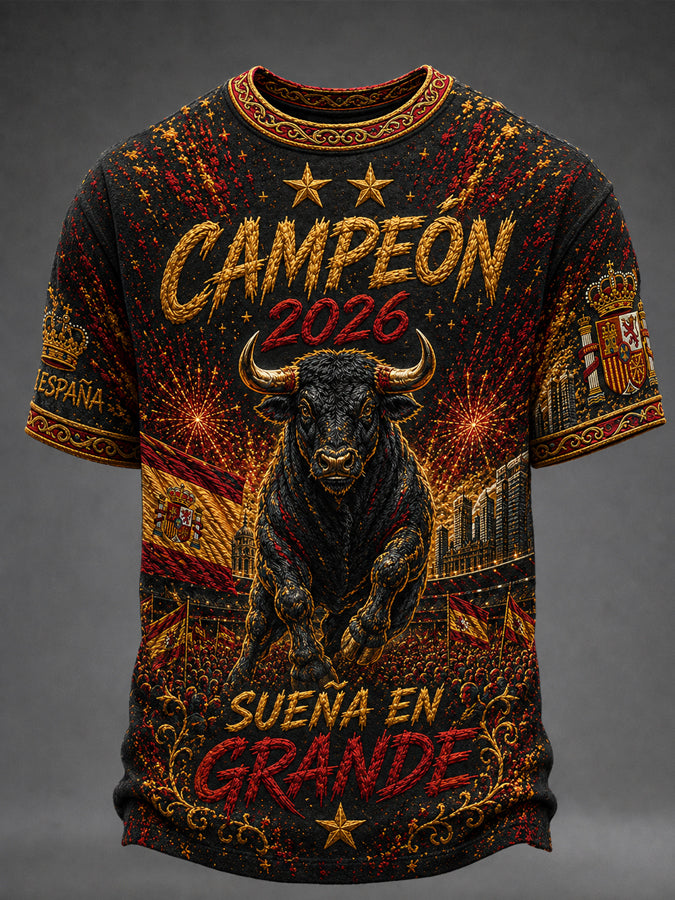 Men's  España Lover Print Casual Short Sleeve T-shirt