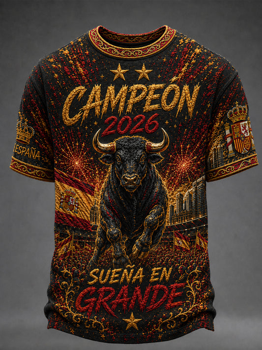 Men's  España Lover Print Casual Short Sleeve T-shirt