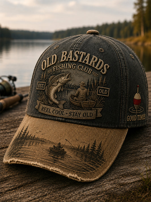 Unisex Funny Old Bastards Fishing Club Lifetime Member Print Hat