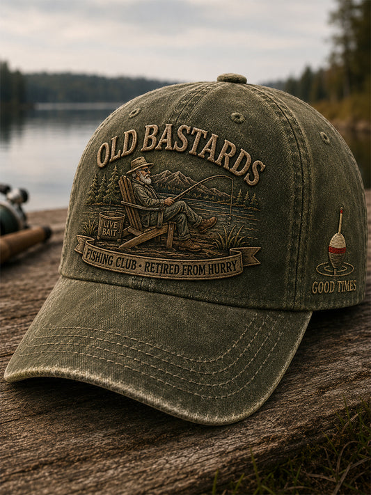 Unisex Funny Old Bastards Fishing Club Lifetime Member Print Hat