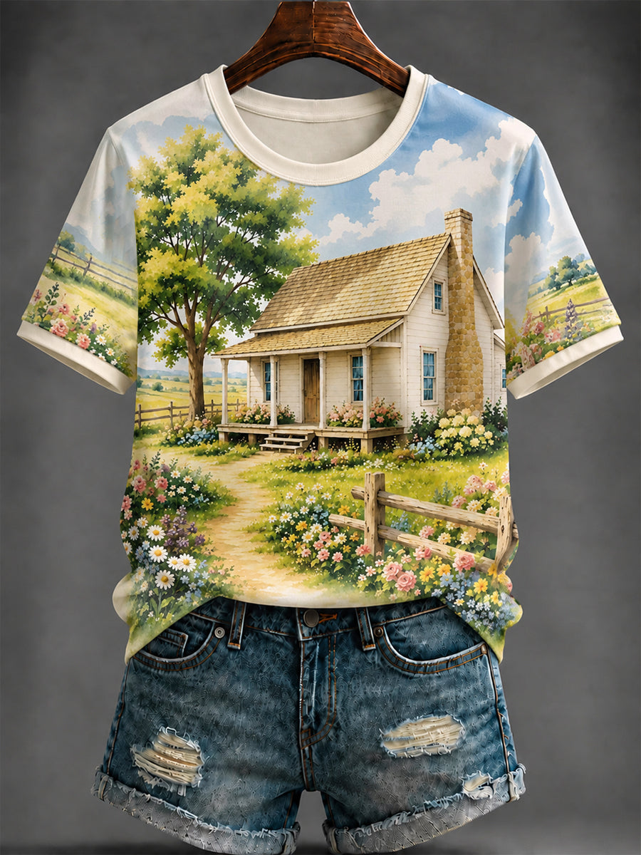 Women's Rural America Printed T-shirt