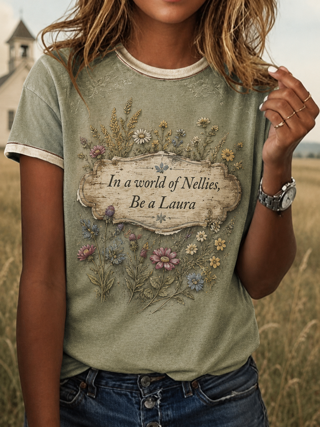 Women's In A World Full Of Nellies Be A Laura Printed T-shirt