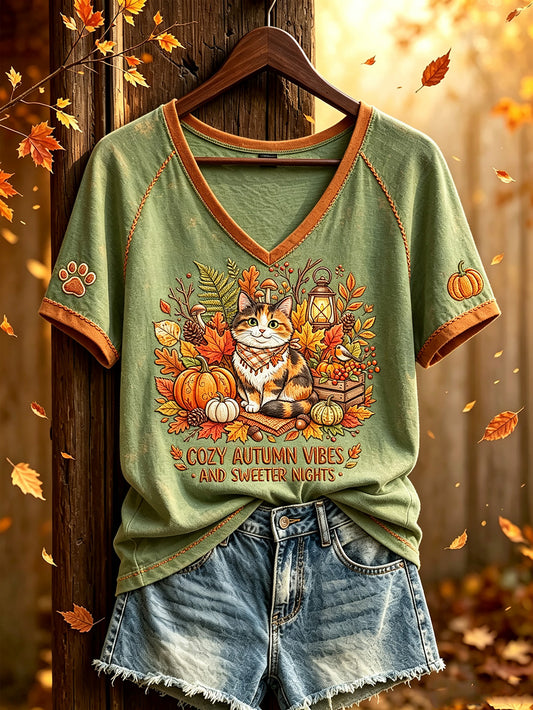 Women's autumn animal element pattern printed casual short sleeve T-shirt