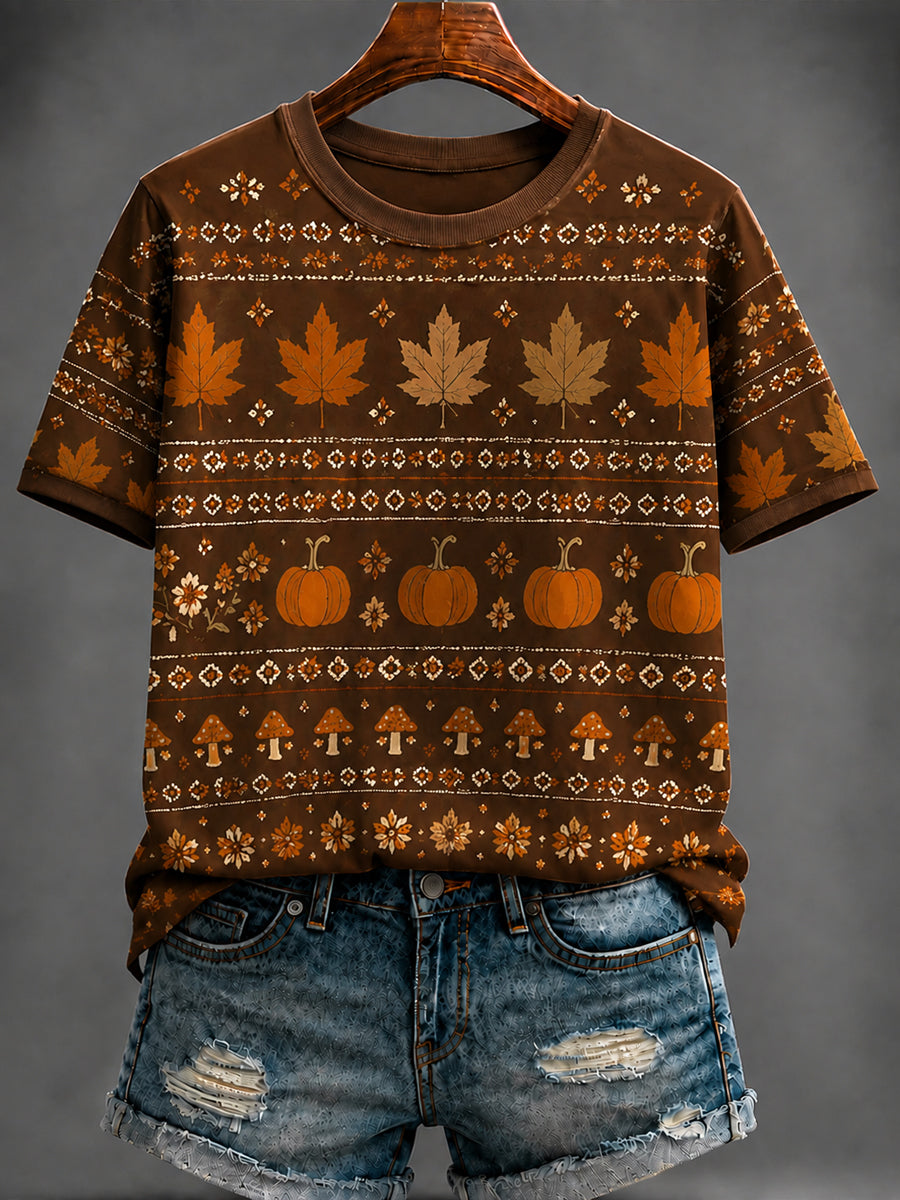 Women's Autumn pumpkin Printed T-shirt