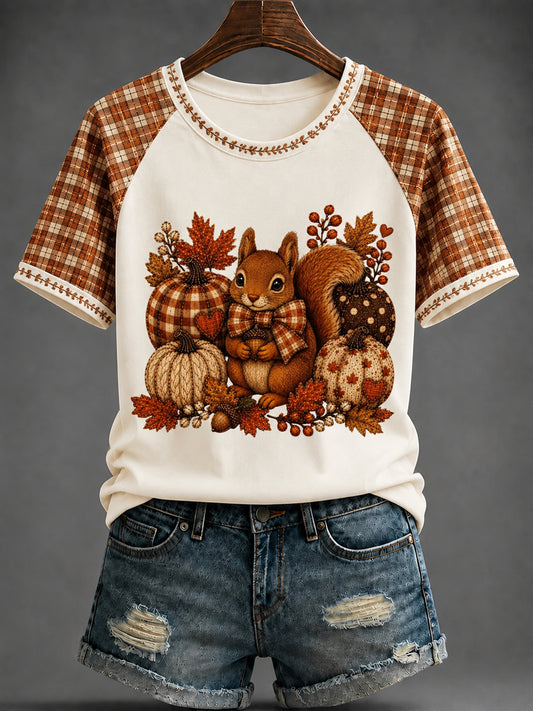 Women's Autumn pumpkin Printed T-shirt