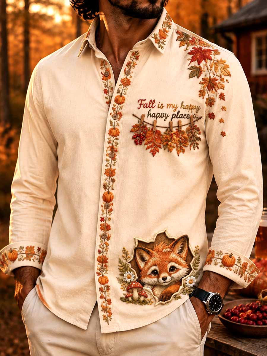 Men's Fashion Autumn Patterned Print Shirt