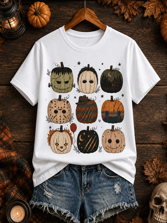 Women's Halloween print short-sleeved T-shirt