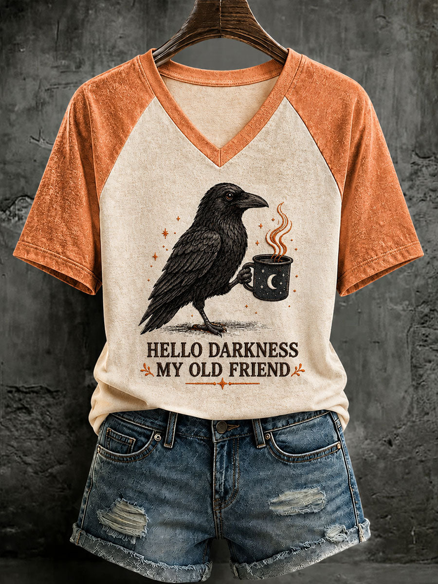 Women's Hello Darkness My Old Friend Printed Casual T-shirt