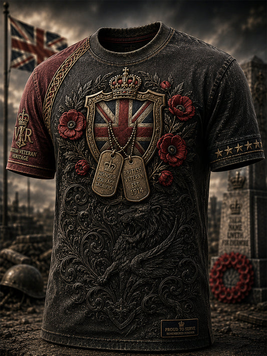 Men's British Veteran Commemorative Print Short-Sleeve T-Shirt
