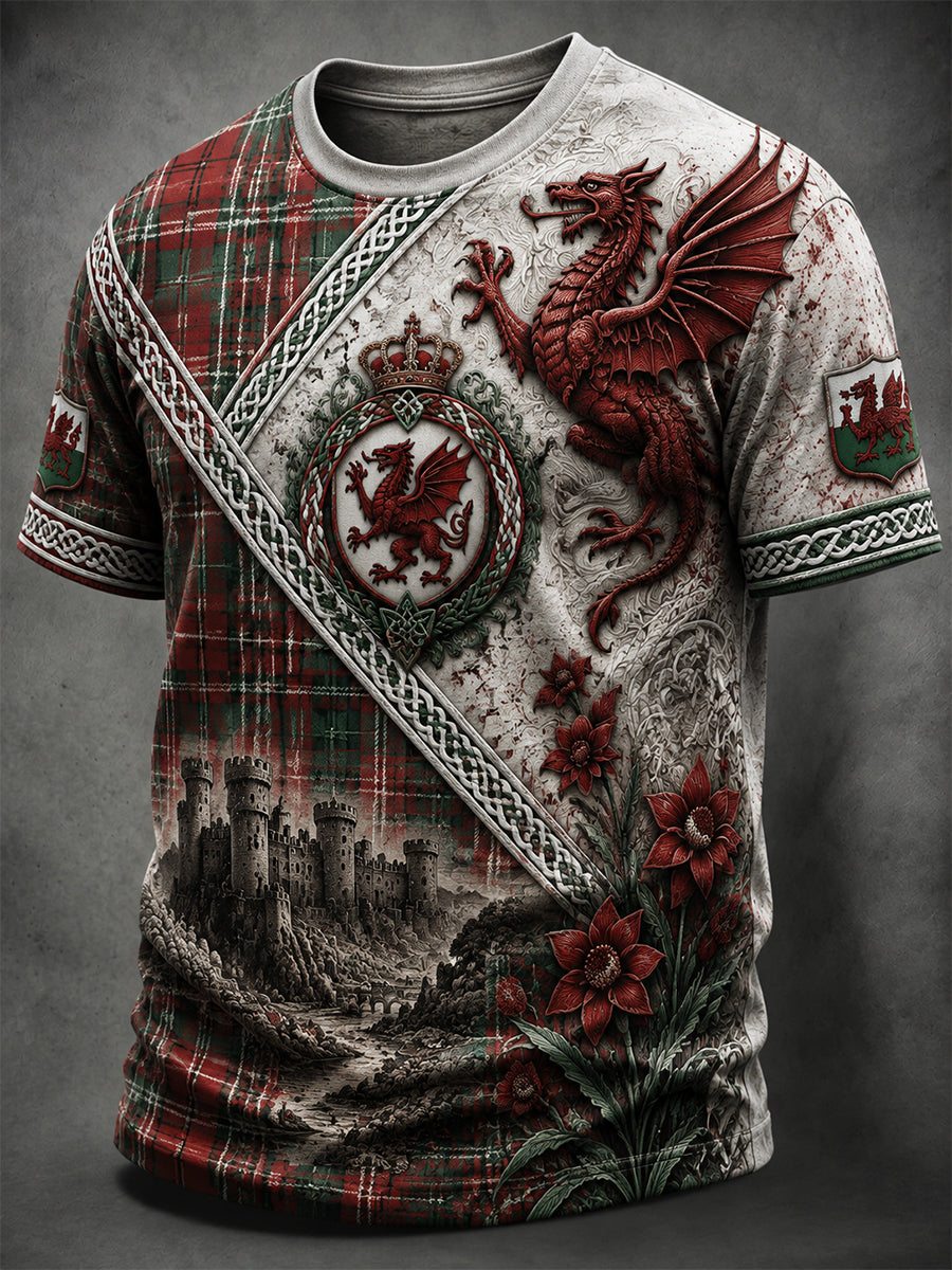 Men's Welsh Ddraig Goch Printed Short-Sleeve T-Shirt