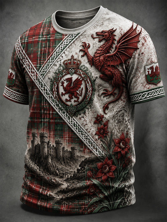 Men's Welsh Ddraig Goch Printed Short-Sleeve T-Shirt