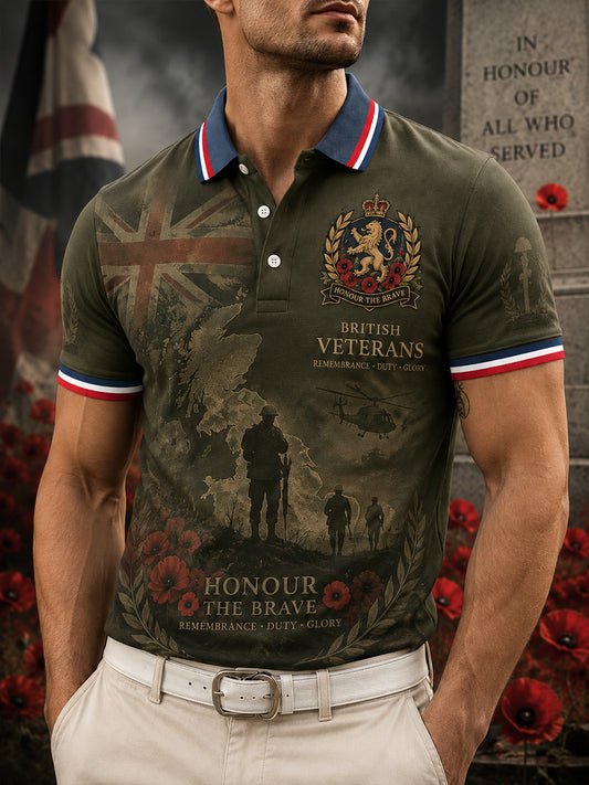 Men's Short-Sleeve Polo Shirt With Military Camouflage Print