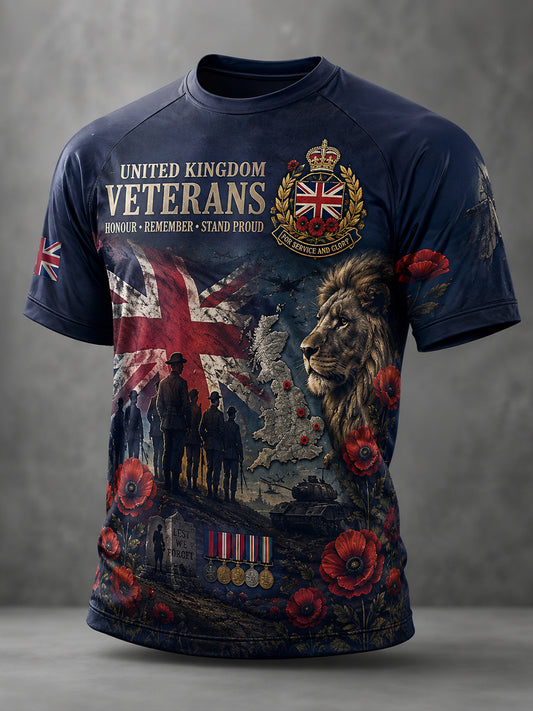 Men's Short-Sleeve Raglan T-Shirt With Military Camouflage Print