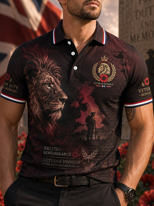 Men's Short-Sleeve Polo Shirt With Military Camouflage Print